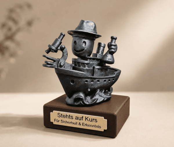 Individuelle 3D-Figur als personalisierte Sonderanfertigung mit Schiff und Forschungsdetails