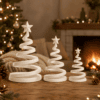 Weiße Spiral Weihnachtsbäume in 10 cm, 15 cm und 20 cm Größenvergleich