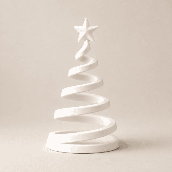 Weißer Spiral Weihnachtsbaum mit Stern als minimalistische Weihnachtsdeko