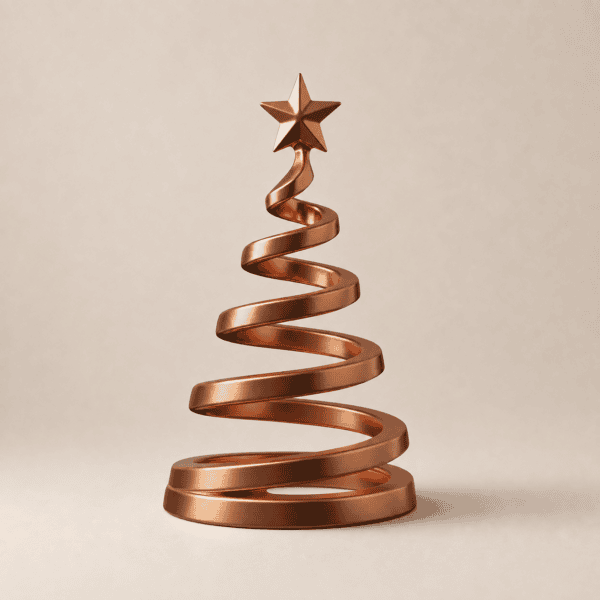 Kupferfarbener Spiral Weihnachtsbaum mit Stern als elegante Weihnachtsdeko