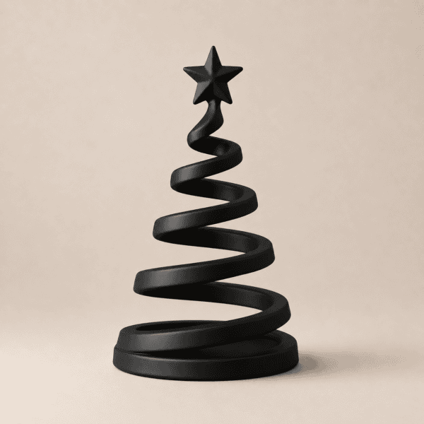 Schwarzer Spiral Weihnachtsbaum mit Stern als moderne Weihnachtsdeko