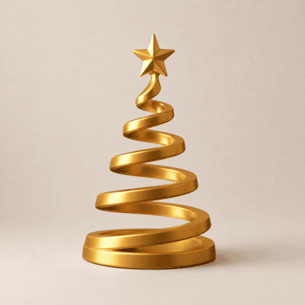 Goldener Spiral Weihnachtsbaum mit Stern als elegante Weihnachtsdeko