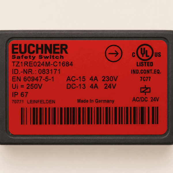 Typenschild eines EUCHNER TZ1RE024M Sicherheitsschalters