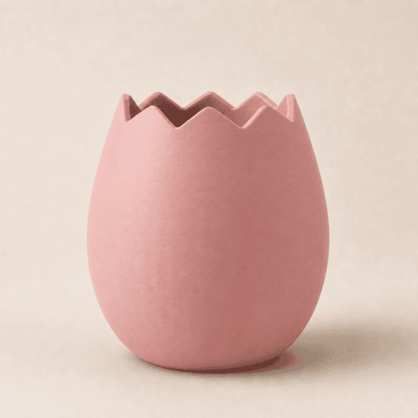 3D-gedruckte Ei-Vase in Rosa mit gezacktem Rand