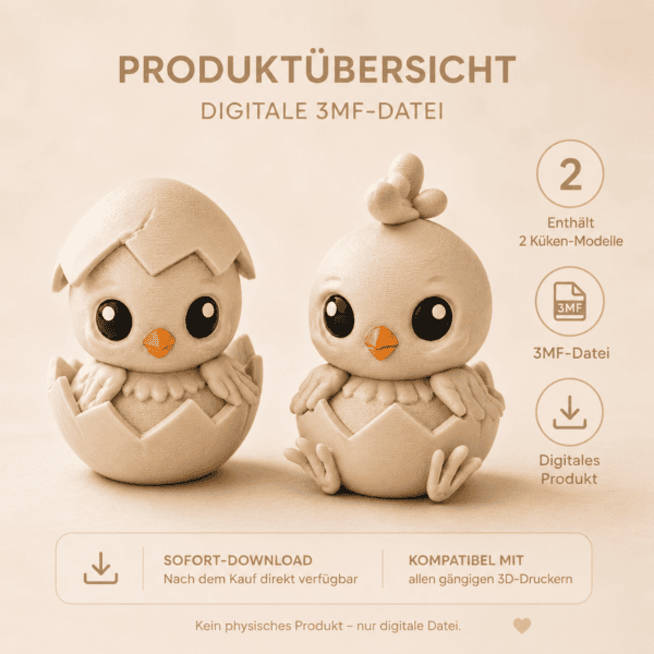 Osterküken Set mit zwei 3D Modellen als 3MF Datei