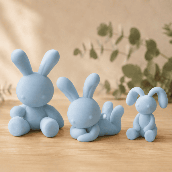 Modernes Osterhasen Set in Hellblau Matt