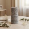 Personalisierte Geldgeschenkbox zur Konfirmation mit Blumenmuster in Grau
