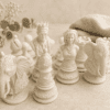 Individuelles Resin-Schachset mit Elefantenfigur, Turm, Läufern und Bauern